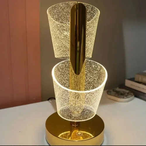Luminaria Abajour Led dourado luxo sem fio 3 em 1