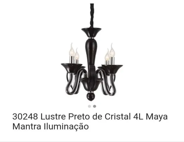 Lustre preto 4 braços Clássico Moderno
