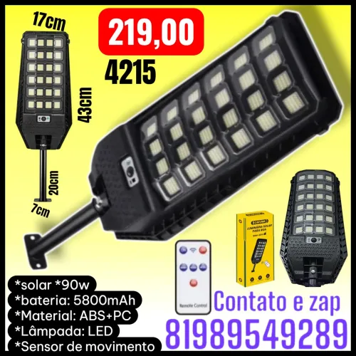 Iluminador Led Solar 90w Para Rua Com Sensor De Movimento