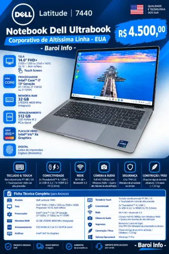 Notebook Ultrabook Dell i7 13 - 32GB DDR5