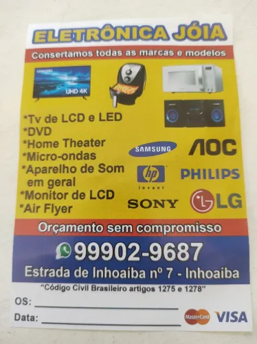 Conserto de tv, som, caixas de som, microondas Haier fryer.