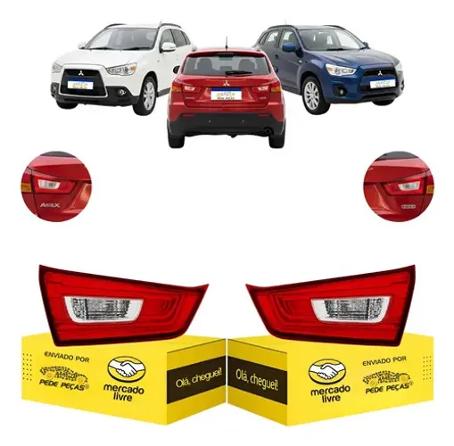 Par Lanterna Tampa Mitsubishi Asx 2010 2011 12 13 14 A 2022 Ambos Lados Cristal