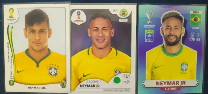 Kit figurinhas Neymar das Copas do mundo - 2014, 2018 e 2022 ( Produto Original, Panini)