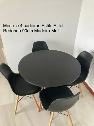 Mesa de jantar com 4 cadeiras, estilo Eiffel - Madeira Mdf