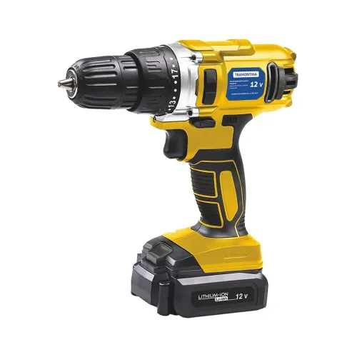 PARAFUSADEIRA/FURADEIRA TRAMOTINA 3/8"-10mm BATERIA 12V. CARREGADOR BIVOLT