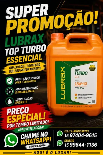 Lubrax top turbo 15w40 balde 20 litros