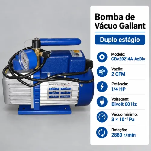 Bomba de Vácuo Gallant 2 CFM 1/4 HP Bivolt - Refrigeração e HVAC