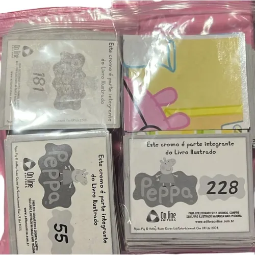 Lote mais de 100 figurinhas album peppa pig da editora online