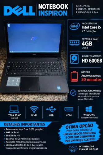 Notebook Dell i5 - 7 geração 