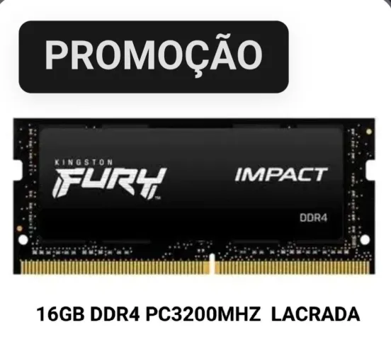 Memória Ram Ddr4 Kingston 16GB Notebook Pc 3200MHz Nova no Blister Lacrada Sem Detalhes