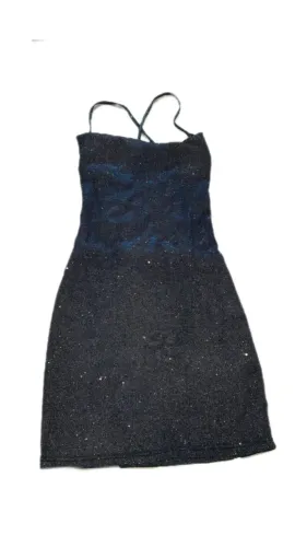 Vestido Tubinho de Brilho com Costas Nuas Trançadas