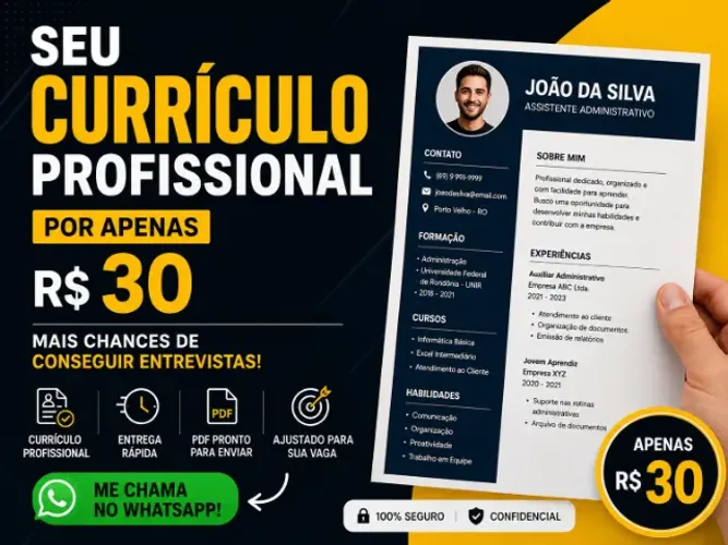 SEU CURRÍCULO PRONTO EM 24H | MAIS CHANCES DE EMPREGO