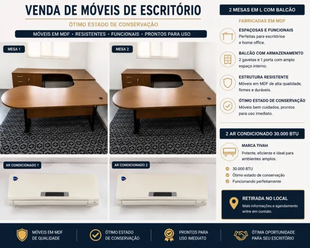 Mesa e balcão para escritório em mdf