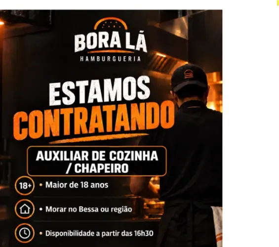 VAGA DE CHAPEIRO / AUXILIAR DE COZINHA