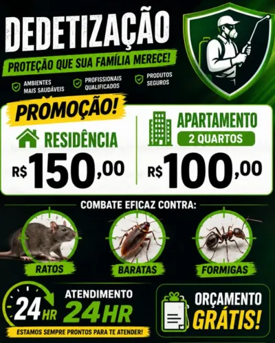 Dedetização promoção dedetização controle de pragas em geral 