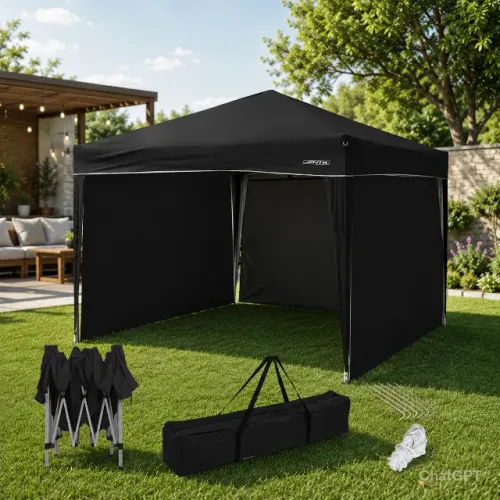 Gazebo / Tenda SANFONADO MOR 3x3M PRETA COM 3 PAREDES NOVA NA CAIXA