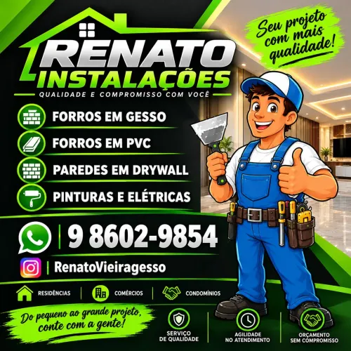 Forros de gesso   PVC   e pintura 