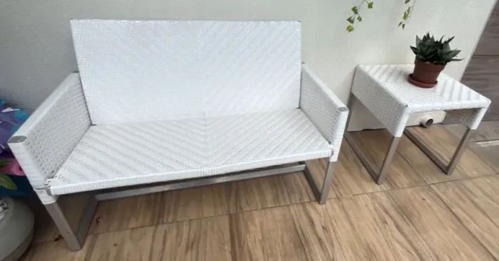     Conjunto varanda fibra sintética branca