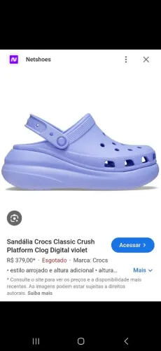 Sandália Crocs Crush Platform Clog Violet - Lilás<br><br><br>