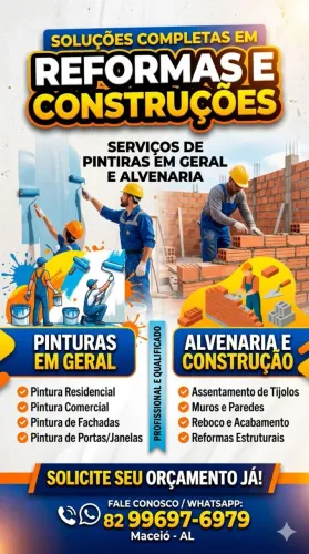 Pinturas em geral e serviços de alvenaria 