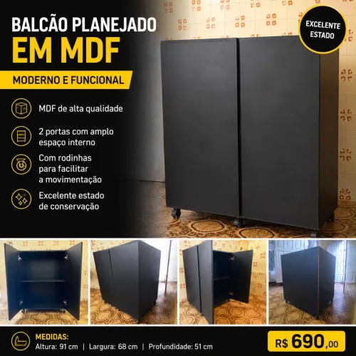 Armário Planejado em MDF com 2 Portas e Rodinhas | Excelente Estado