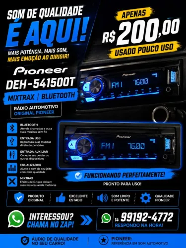 Vendo radio Pioneer original por R$200,00 entrego se precisar
