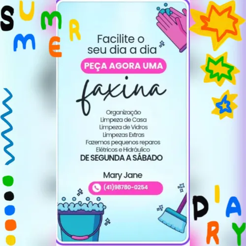 Faxina domiciliar limpeza de vidros e ambientes em geral 