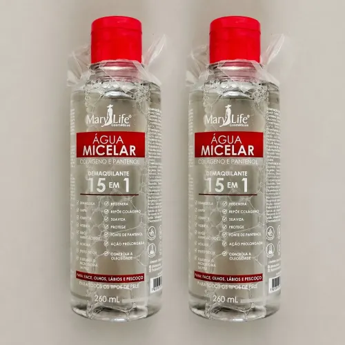 Kit Água Micelar Limpeza Facial Demaquilante 15 em 1 (duas unidades)
