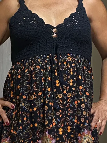 Vestido Farm com Crochê Tam M