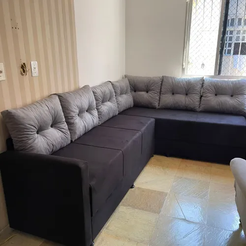 Sofá Canto 6 Lugares GIGANTE e abre 4 CAMAS! Novos