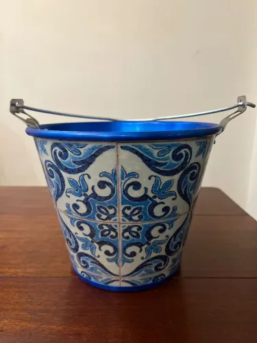 BALDE DECORATIVO AZUL E BRANCO - ESTILO AZULEJO PORTUGUÊS