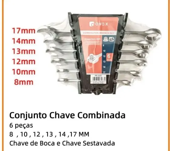 Conjunto chaves de boca combinada 8 Á 17mm