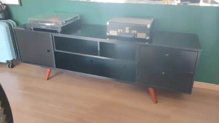Rack Retrô Rostock Preto 160 cm