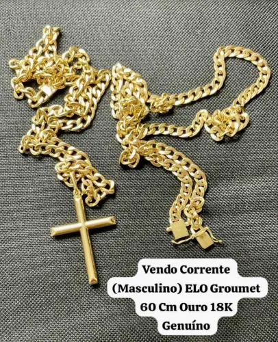 Corrente de Ouro 18K ELO Grumet com Pingente