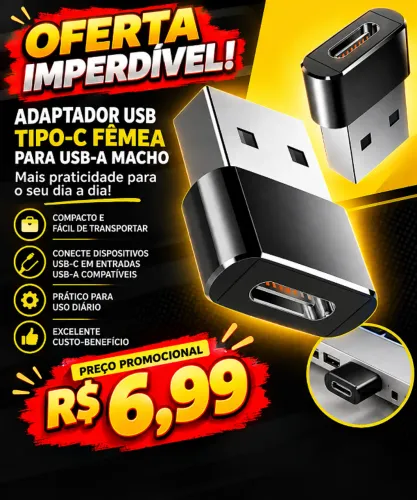 ? Adaptador USB Tipo-C Fêmea para USB-A Macho