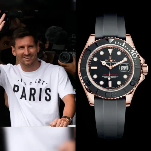 Relógio Messi Yatch Master Rosé Pulseira de borracha