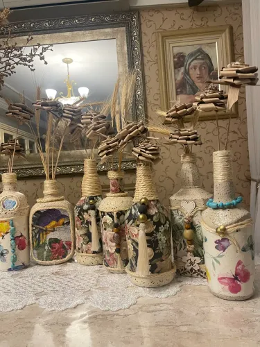 Garrafas vasos técnica decoupage 