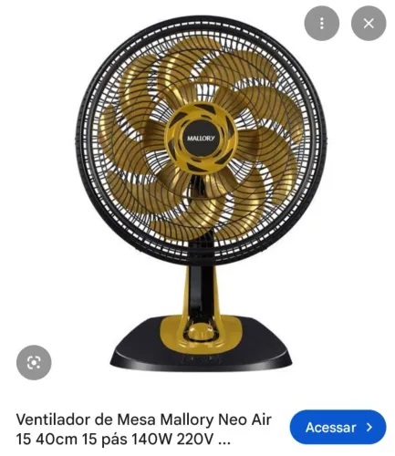 Ventilador de mesa Mallory Neo Air Tá+ 15 pás 40cm 220v