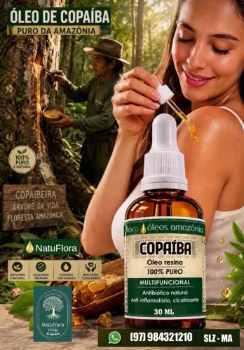 ÓLEO DE COPAÍBA PURO DA AMAZÔNIA DE 30 ML E DE 1 LT