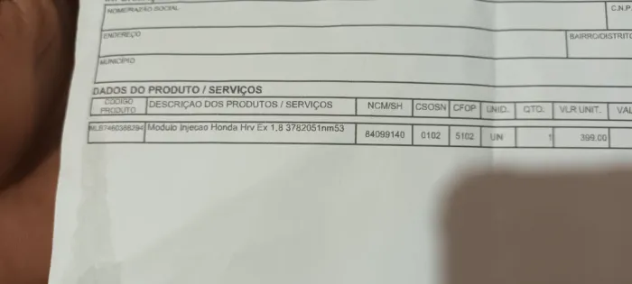 Vende-Se R$ 350,00 Reias Modulo de injecao Honda Hrv Ex 1.8