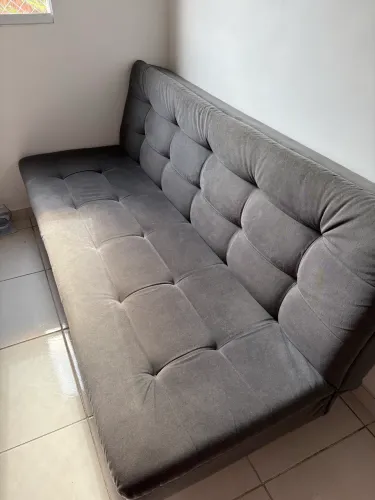 Sofá-Cama Reclinável Cinza - Muito Conservado
