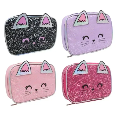 Estojo Box Porta Lapis Pens Gatinho Laterais Estruturadas Forrado