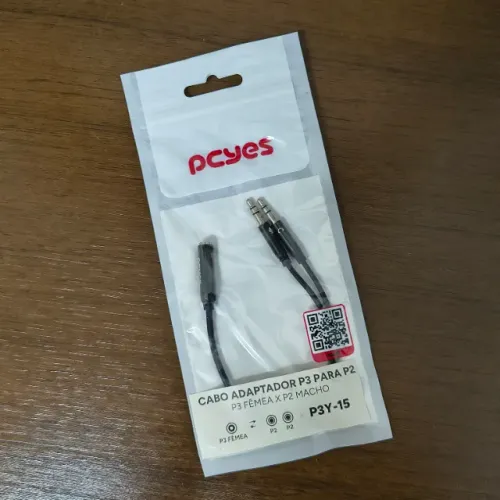 Adaptador P3 para P2 PCYES Y Splitter para Fone Headset Cabo 15cm