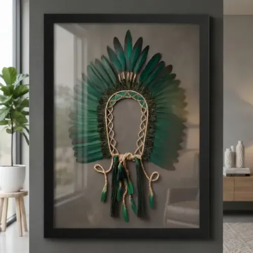 Quadro Arte Cultura Indigena Do Brasil Com Moldura E Vidro