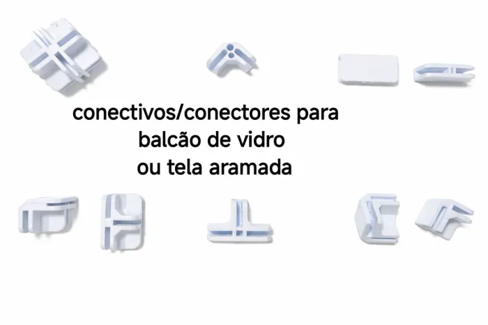 Conectivos para balcão de vidro ou tela aramada