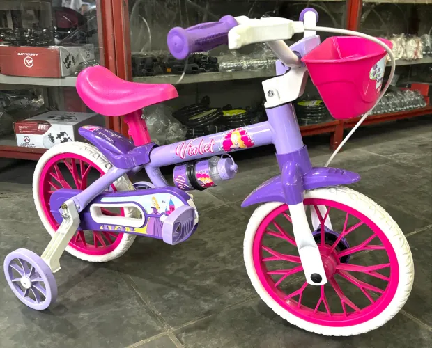 Bicicleta Infantil Aro 12 Violeta Crianças a partir de 2 Anos - Produto Novo