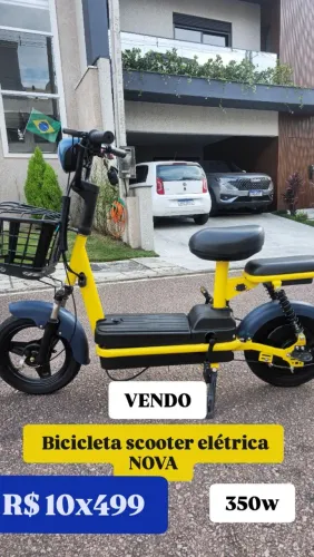 Bicicleta scooter elétrica 350w com alarme