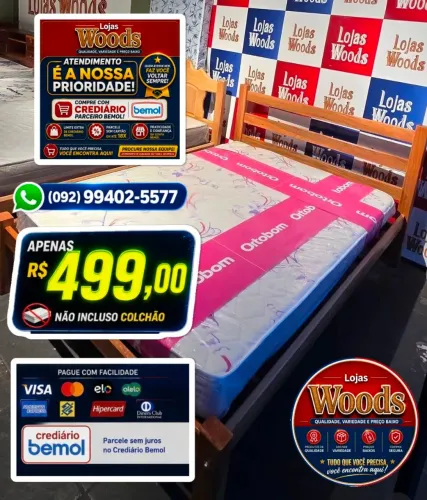 Cama Casal Madeira Angelim R$ 499,00 Promoção