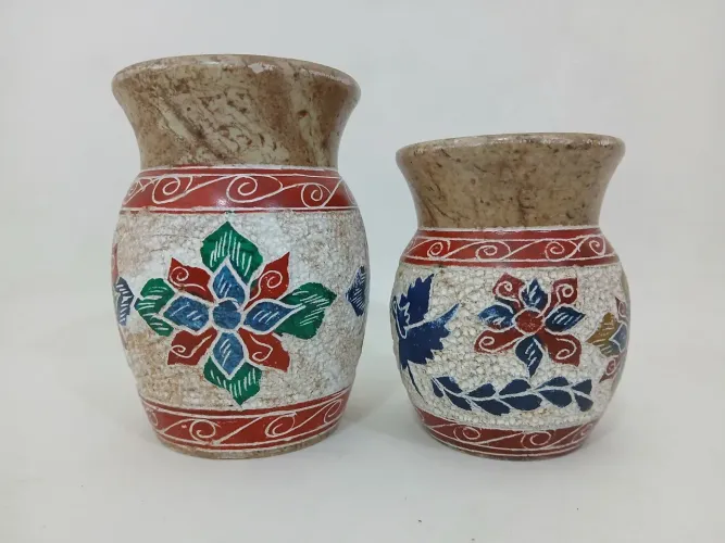 Antigos vasos Artesanais em pedra sabão anos 60 