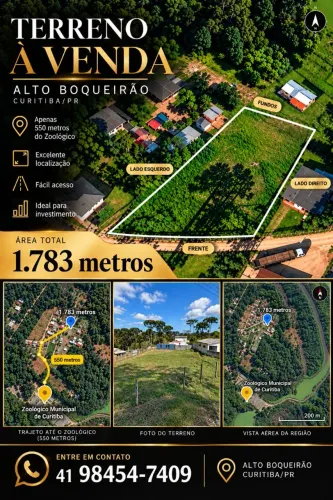 TERRENO À VENDA próximo ao Zoológico Municipal de Curitiba<br><br>CURITIBA!